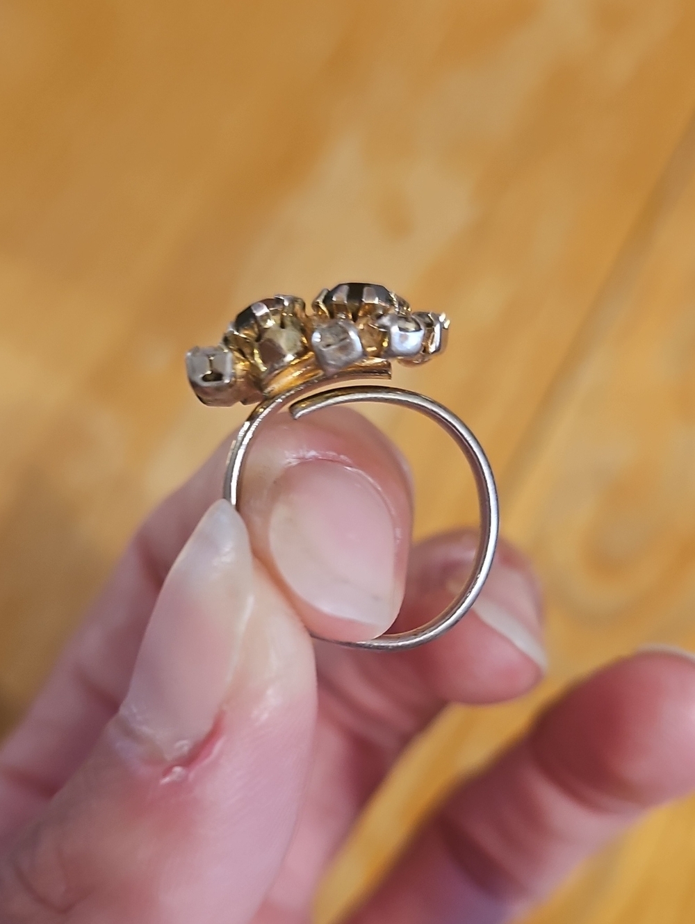 Vintage Adjustable Rhinestone Ring - Picture 4 of 7